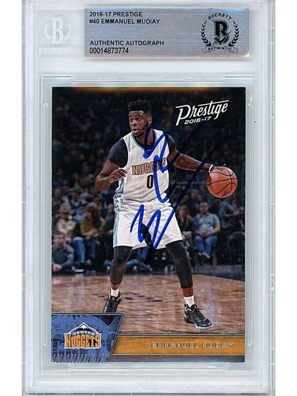 Emmanuel Mudiay Signed 2016-17 Prestige Basketball Card Beckett Denver Nuggets